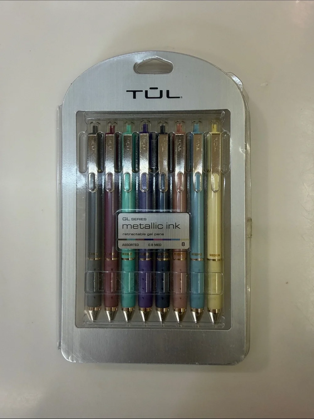 TUL GL Series Retractable Gel Pens, Assorted Metallic Ink Colors 0.8 mm Set of 8